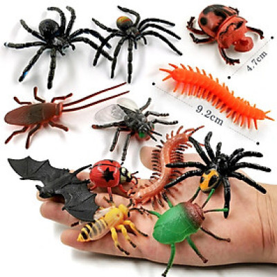 Bộ 12 con côn trùng giả New4all làm đồ chơi giáo dục cho trẻ Ong Ruồi Nhện Dơi Rết Cuốn Chiếu