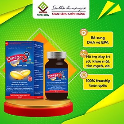 Viên Uống Omega 3 VINH GIA Bổ Sung DHA Và EPA Hỗ Trợ Duy Trì Sức Khỏe Mắt Và Tim Mạch Hộp 100 Viên