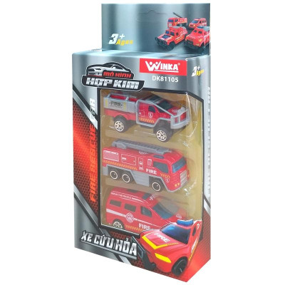 Bộ 3 Mô Hình Hợp Kim Xe Cứu Hỏa - Winka DK81105 (Mẫu Sản Phẩm Bên Trong Là Ngẫu Nhiên)
