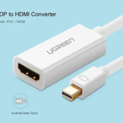 Ugreen UG10460MD112TK 18CM màu Trắng Cáp chuyển đổi Mini DP sang HDMI hỗ trợ phân giải 1920x1080 - HÀNG CHÍNH HÃNG