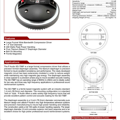 Củ treble 750 Paudio từ sắt SD75BF- Hàng chính hãng