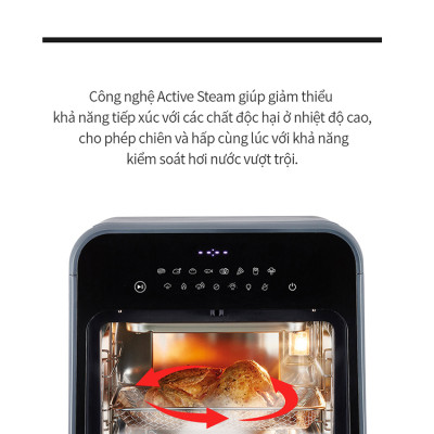Lò nướng chân không kết hợp chức năng hấp Lock&Lock EJF693GRY Steam Air Fryer Oven (12.5 Lít) - Hàng chính hãng