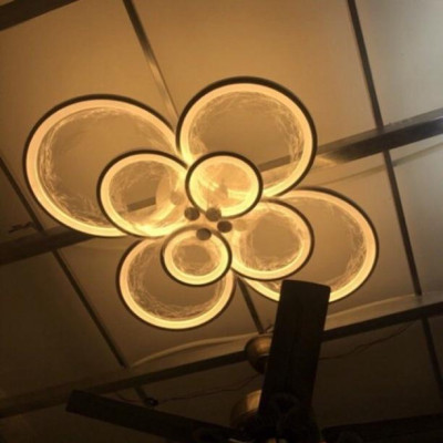 Đèn trần 8 vòng, đèn mâm trần led, đèn trang trí, đèn decor, đèn ốp trần 8 cánh DT