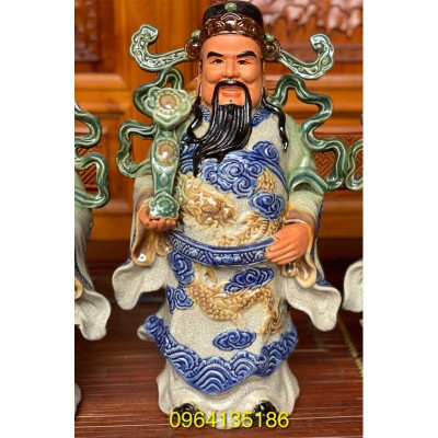 Tượng tam đa Phúc Lộc Thọ men rạn h43cm gốm sứ Bát Tràng