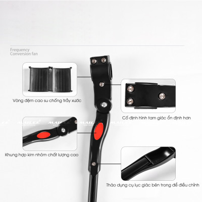 Chân chống xe đạp MTB bằng nhôm YYBC-01, có thể điều chỉnh cho xe đạp size bánh 22-29 inch, gắn bên hông phía sau cho xe đạp địa hình 22/24/26/27.5/29/700C - Mai Lee