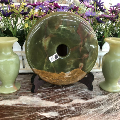 Bộ combo Cặp Lục Bình và Đồng điếu phong thủy đá ngọc Onyx