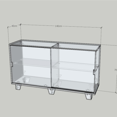 HAPPY FURNITURE , ALVA - Tủ lưu trữ 2 cửa lùa , TCL_039 , 140cm x 40cm x 78cm DxRxC