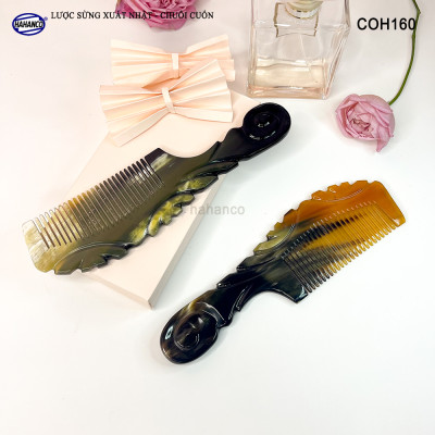  Lược Sừng Vân Nưa Chuôi Cuốn (Size: XL-20cm) Họa Tiết Uốn Lượn Sắc Sảo, Chăm sóc tóc - COH160