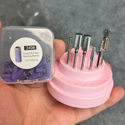 Combo 5 Đầu Mài Titan Vonfram Kèm 50 Nhám Tím Mini 240 Tặng Chổi Vệ Sinh Đầu Mài Chuyên Dùng Làm Nail Cá Nhân phá gel