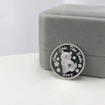 Đồng Xu Gió Đánh Gió Đánh Cảm Bạc Nguyên Chất S999 Chữ Cung Chúc Tân Xuân 2023 BẠC HIỂU MINH XDG15