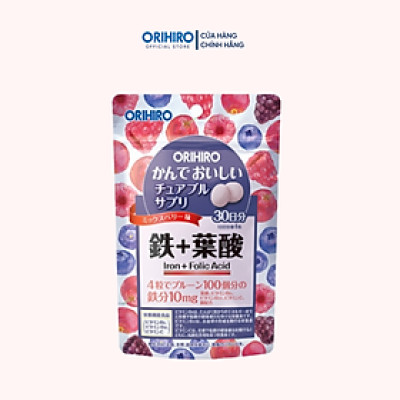 Viên bổ sung Sắt và Folic Acid Orihiro dạng túi 120 viên/túi