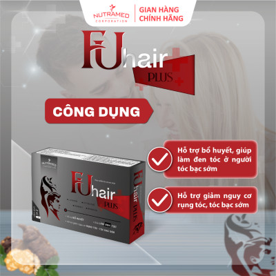 Viên uống Fuhair Plus - Nutramed hỗ trợ giảm rụng tóc, giúp đen tóc và chăm sóc tóc chắc khỏe (Hộp 30 viên)