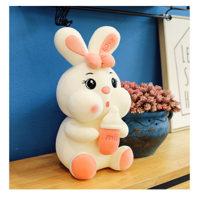 Thú nhồi bông thỏ ôm bình sữa cute - Size 30cm - Màu sắc ngẫu nhiên - Quà tặng gấu bông thỏ ôm bình sữa êm mịn.