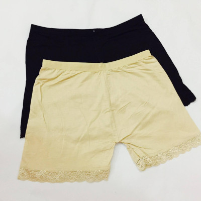 Combo 2 quần lót đùi mặc trong váy cotton viền ren QDVR08 (da, đen)