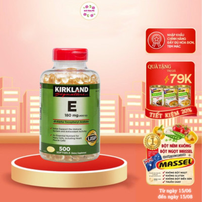 Vitamin E Mỹ Kirkland Signature E 180mg (400 IU) – Giúp đẹp da, tóc, làm chậm quá trình lão hóa và tăng sức khỏe tổng thể - QuaTangMe Extaste