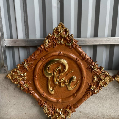 Tranh treo tường chữ phúc lộc thọ bằng gỗ hương đá 