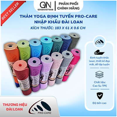 Thảm Yoga Cao Su Định Tuyến PRO-CARE Đài Loan Dày 6mm Siêu Bám Tay - Thảm Yoga Tiêu Chuẩn Phòng Tập