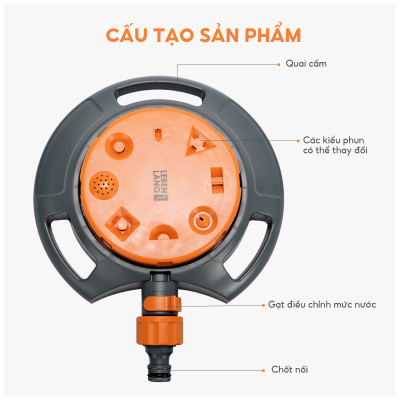 Đầu vòi phun nước tưới cây Lebenlang LBL3369, gồm 8 kiểu phun nước đa dạng khác nhau, thiết kế tiện dụng - hàng chính hãng