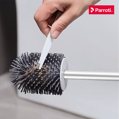 Cọ bồn cầu silicon, cọ toilet nhà vệ sinh 2 trong 1, có thể treo tường và cây gắp tóc Parroti Silicon SL02