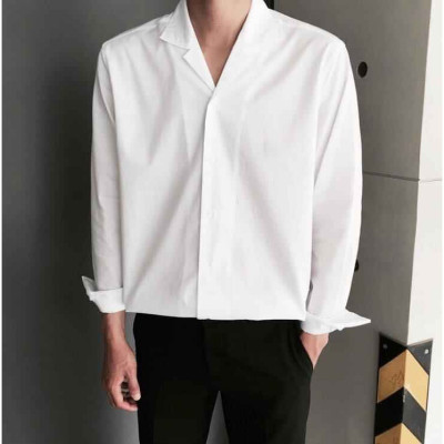 Áo Sơ Mi Form Rộng Unisex Nam Nữ Tay Dài Hàn Quốc Kiểu Cổ Vest Cổ Ve Áo Khoác Ngoài Vải Lụa Mềm Mịn - SMV01