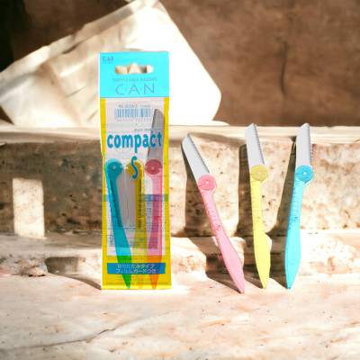 Dao Cạo Lông Mặt Cán Gập Kai Can Compact 01244 CS-3P (Set 3 cây)