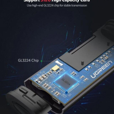 Ugreen UG50706CM185TK Màu Xám Đầu đọc thẻ nhớ TYPE C + USB 3.0 sang TF + SD - HÀNG CHÍNH HÃNG