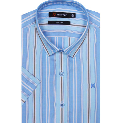 Áo sơ mi nam tay ngắn form ôm Khatoco A1MN438S1-CNSC170-2410-N