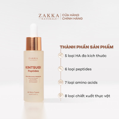 [MINISIZE] Tinh Chất Phục Hồi Chuyên Sâu Độ Ẩm & Lành Tổn Thương Zakka Naturals Kintsugi Peptides Ultra Recovery Ampoule 15ml