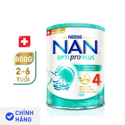 Bộ 2 lon Sữa bột Nestlé NAN OPTIPRO PLUS 4 800g/lon với 5HMO Giúp tiêu hóa tốt