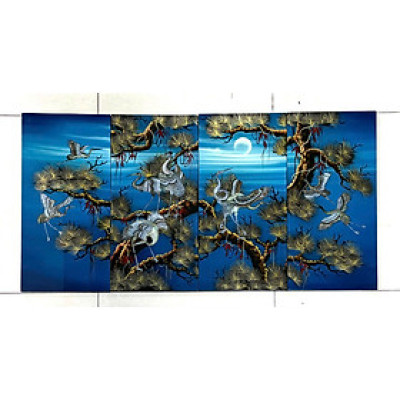 Bộ Tranh sơn mài 4 tấm- TÙNG HẠC DIÊN NIÊN - Khảm cừ size 60x120 cm / hàng cao cấp , xuất khẩu