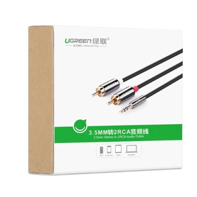 Ugreen UG20780AV116TK 8M màu Đen Cáp âm thanh 2 đầu Bông sen sang 3.5mm Dương mạ vàng - HÀNG CHÍNH HÃNG