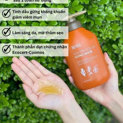 Combo 3 chai Sữa tắm thảo dược hữu cơ Gừng Nghệ Cỏ Cây Hoa Lá - Chiết Xuất Từ 7 Loại Thảo Dược Quý - Phòng Cảm, Tránh Gió, Dưỡng Da - Cho Con Cho Mẹ, Cho Đại Gia Đình, chai 500gr