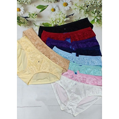 Combo 10 quần lót thun lạnh ren trước  Nhiều màu hàng việt nam - XXL