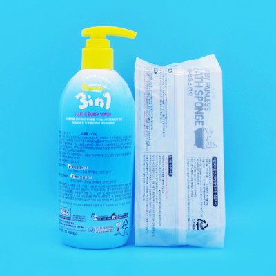 Sữa tắm gội xả 3-in-1 trẻ em tặng kèm bông tắm Pororo Hàn Quốc 400ml