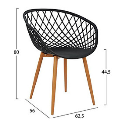 Ghế cafe tiếp khách thân nhựa màu đen BASKET Nội thất Capta Ghế đọc sách phòng khách thân nhựa pp ghế rổ chân thép sơn giả gỗ tại hcm