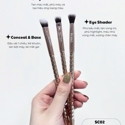 SC02 - BỘ KIT 3 CỌ MẮT VACOSI, PHIÊN BẢN GOLDEN DRAGON - VACOSI MOONDUST THE EYES BRUSH KIT, 3PCS