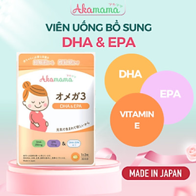 DHA, EPA, Omega 3 Cho Mẹ Bầu Hỗ Trợ Phát Triển Não Bộ Và Thị Giác Thai Nhi, Viên Nhỏ, Không Mùi, Dễ Uống, Akamama Nhật Bản
