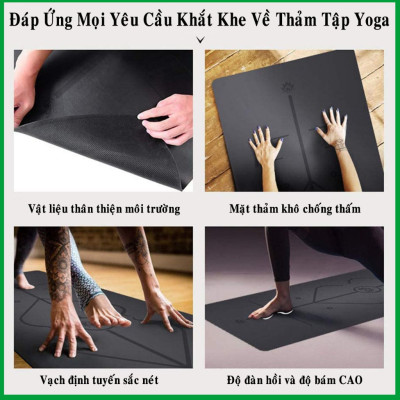 Thảm yoga định tuyến PU cao su thiên nhiên (tặng túi đựng+dây buộc)
