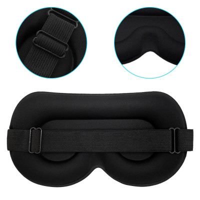 Bịt Che Mắt Ngủ 3D Kèm Bịt Tai Văn Phòng, Trên Xe Ô tô, Máy Bay, Thoáng Khí, Mềm Mại Cho Giấc Ngủ Ngon, Mặt Nạ Ngủ. Du Lịch Dã Ngoại Phượt Thiền MÀU ĐEN