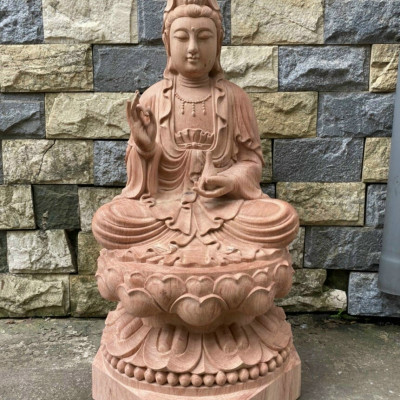 Tượng phật bà quan âm bồ tát bằng gỗ hương đá kt cao 70×35×35cm
