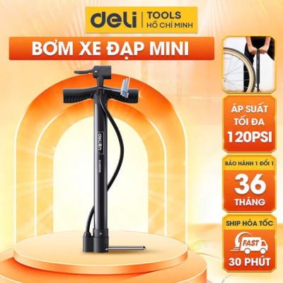 Bơm Xe Đạp Deli Đạp Chân, Tay Chính Hãng - Siêu Nhẹ, Dễ Dàng Di Chuyển - Áp Suất Cao - DL880002|4|5|6