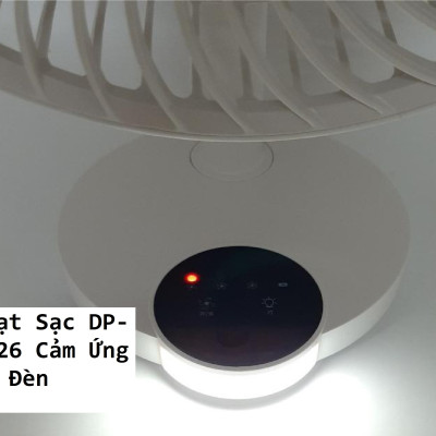 Quạt Sạc DP-7626 Cảm Ứng Có Đèn VT - Hàng chính hãng