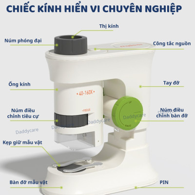 Kính hiển vi mini bỏ túi Mideer Exploring With Microscope, đồ chơi khoa học cho bé 7,8,9,10 tuổi