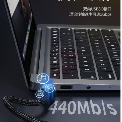 Ugreen UG80791US373TK 2M Cáp USB 3.0 Type-A hai đầu dương dây bọc dù Màu Đen - HÀNG CHÍNH HÃNG