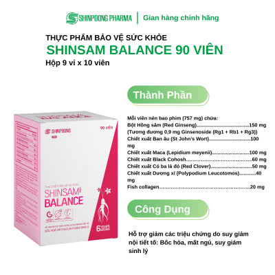[Hộp 90 Viên] Viên uống SHINSAM BALANCE Hỗ trợ giảm bốc hỏa, mất ngủ, suy giảm sinh lý do suy giảm nội tiết tố - SHINPOONG PHARMA