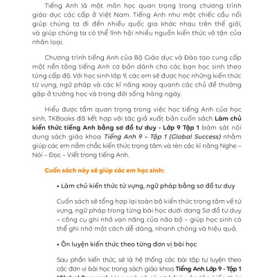 Sách - Làm Chủ Kiến Thức Tiếng Anh Bằng Sơ Đồ Tư Duy Lớp 9 - Tập 1