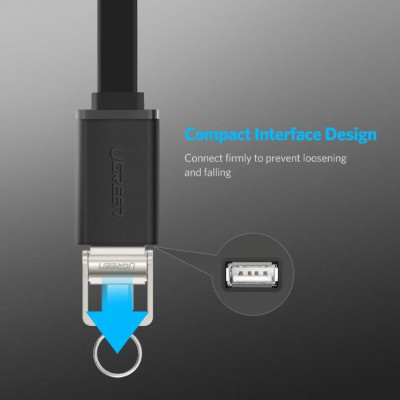 Ugreen UG10821US133TK 10CM màu Đen Cáp chuyển đổi MICRO USB sang USB âm hỗ trợ OTG dáng dẹt - HÀNG CHÍNH HÃNG