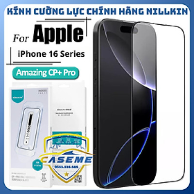 Kính cường lực cho iPhone 16 Pro Max, iPhone 16 Pro, iPhone 16 Plus, iPhone 16 hiệu NillkinAmazing CP+ Pro full màn hình, chống vân tay, chống vỡ, chống xước cao cấp - Hàng chính hãng.