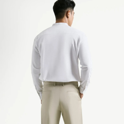 Áo Sơ Mi Nam Oxford Cổ Trụ màu Trắng ROUTINE Form Fitted - 10S24SHL006CR1 | ROUTINE CÀ MAU