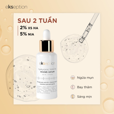 Serum giảm mụn, xóa thâm Ekseption HYALURONIC NIACIN MIXLAB SERUM - 50ml duy trì độ ẩm cho làn da, giúp làm sáng da và mịn da